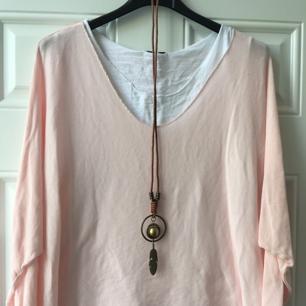 Pink Two Piece Tunic w/Necklace